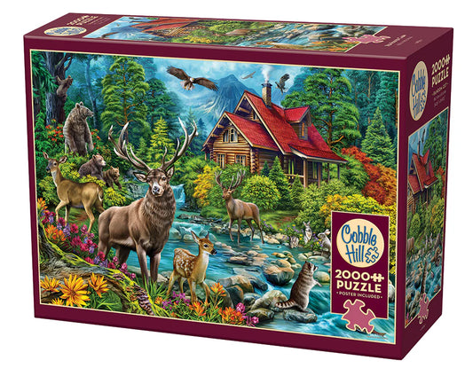 Cobble Hill - 2000 Piece Puzzle -Red Roofed Cabin