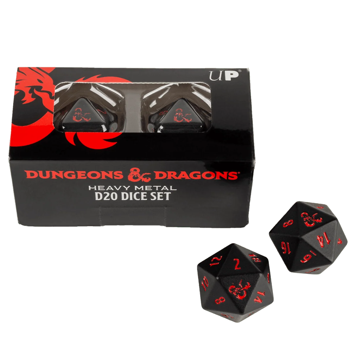Dungeons & Dragons - Dice - Heavy Metal - Black And Red D20 Dice Set